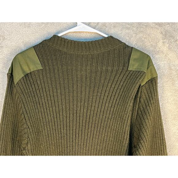 VTG DSCP Valor Collection Military Sweater Size 36 Army Green Elbow Patches - Picture 3 of 8